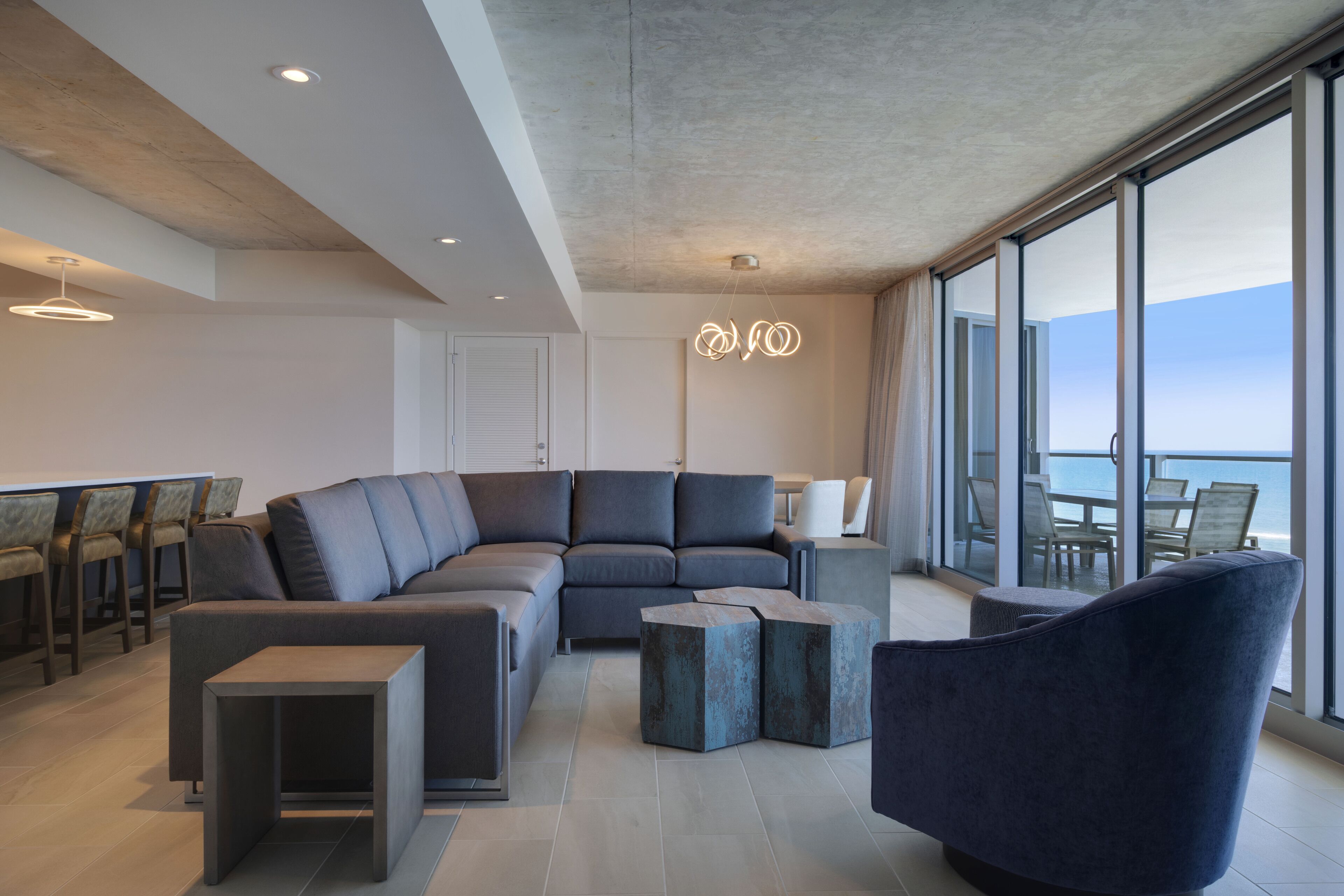 3 bedroom oceanfront residence | living area | 65-inch flat-screen tv with cable channels, tv