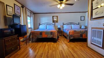 Standard Room, 2 Queen Beds | Desk, free WiFi, bed sheets