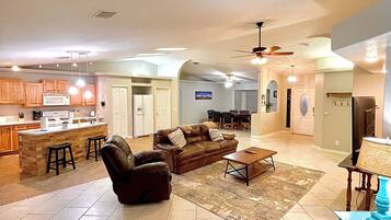 Smart TV, foosball, books