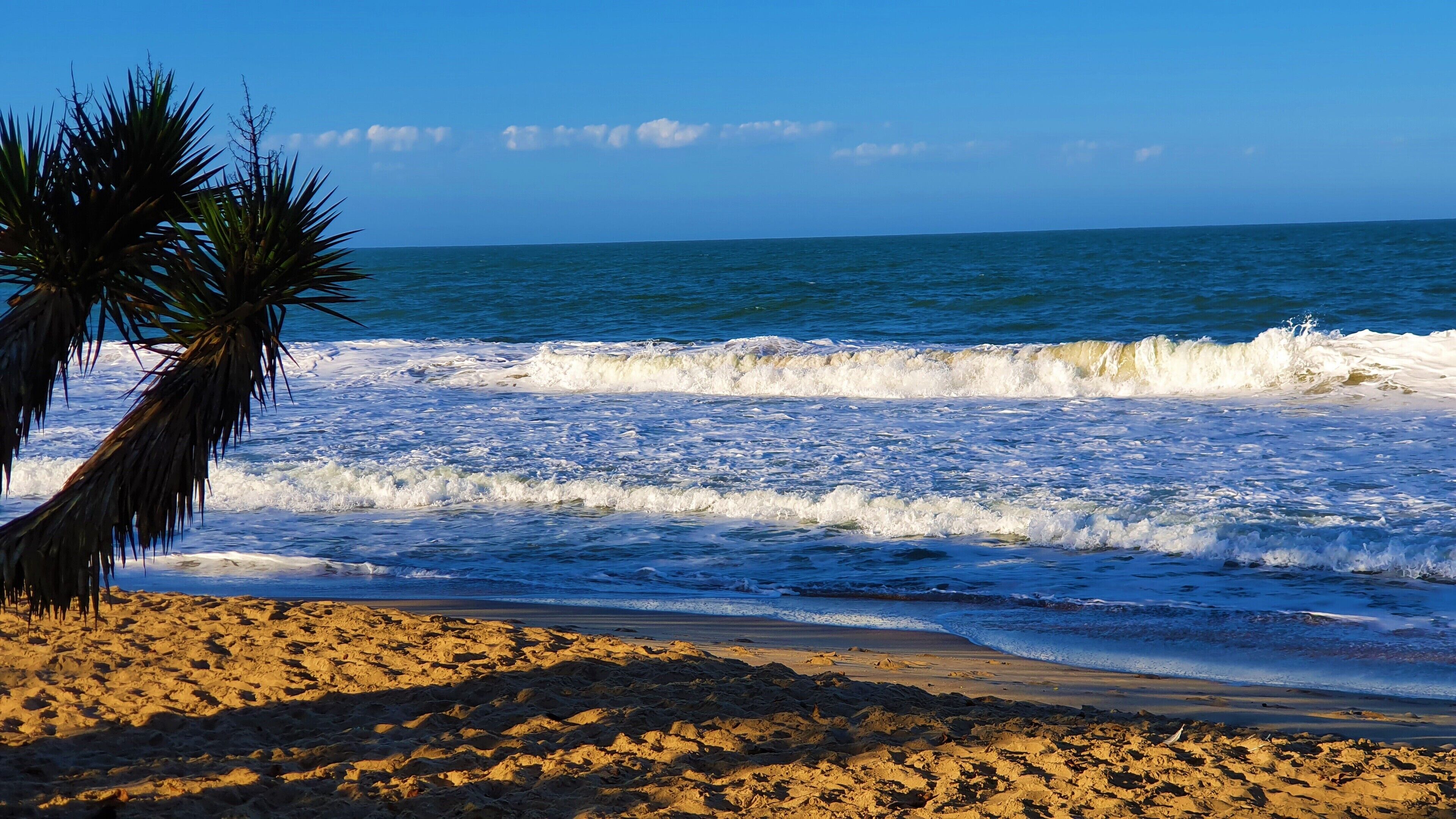 On the beach, white sand