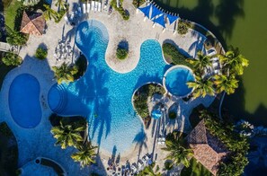 Outdoor pool, open 9:00 AM to 8:00 PM, pool umbrellas, sun loungers