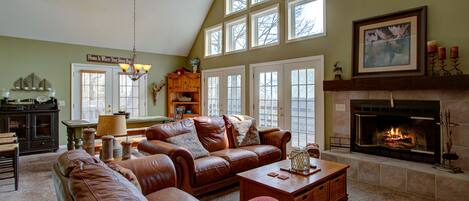 TV, fireplace, video games, books