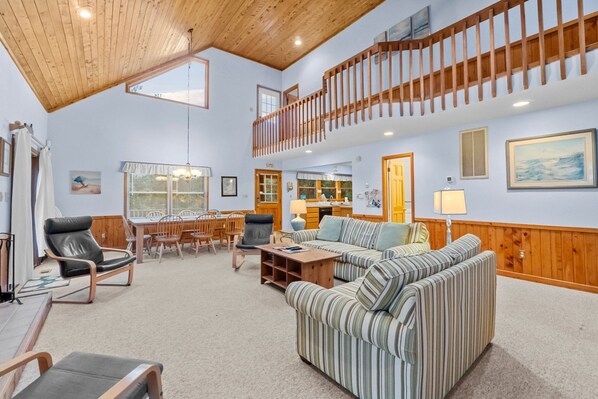 TV, DVD player, books, video library