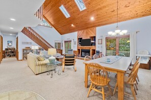 TV, DVD player, books, video library