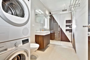 Hair dryer, towels