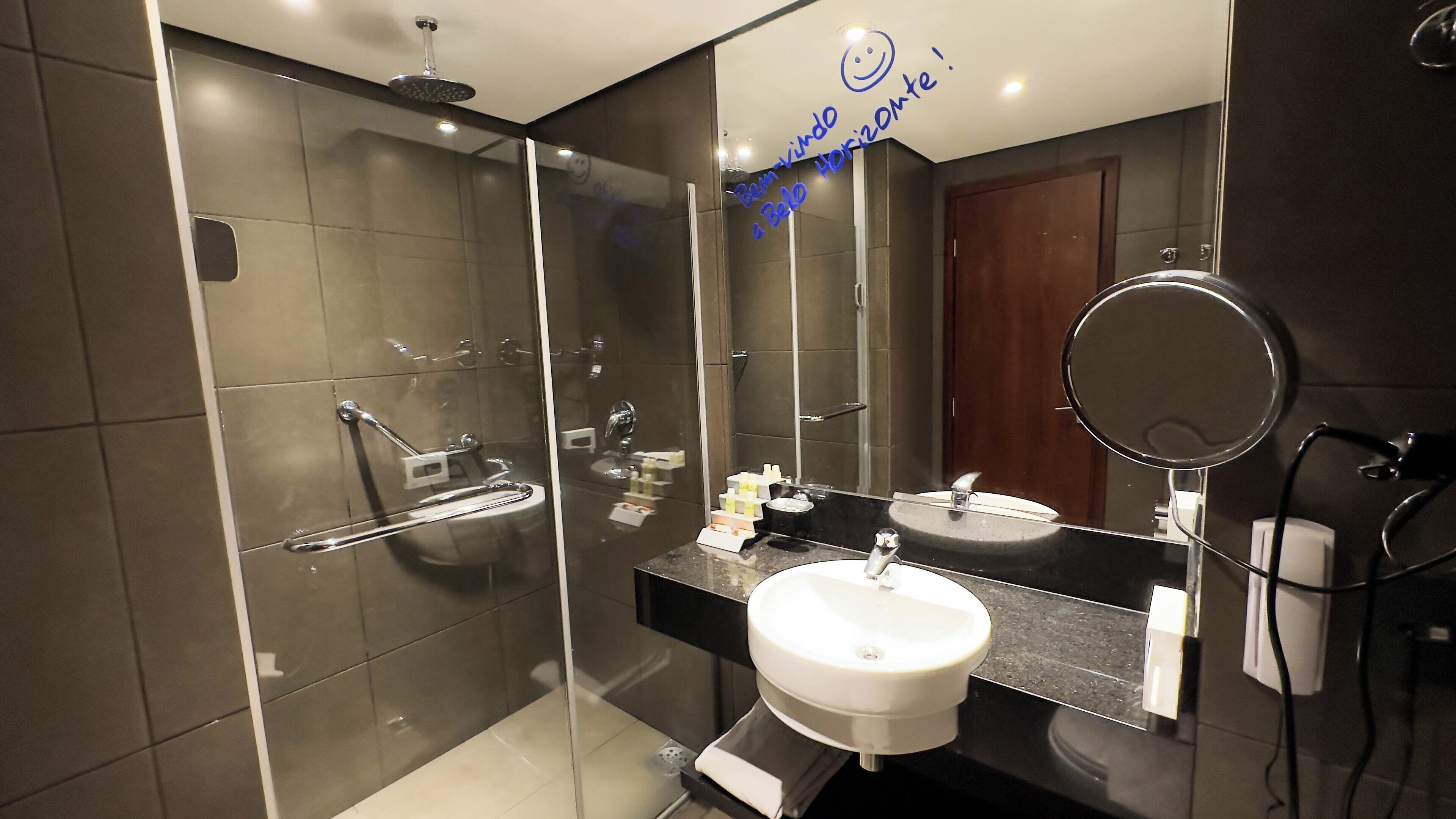 shower, rainfall showerhead, hair dryer, bidet