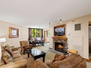 TV connectée, cheminée, lecteur de DVD, espaces bureaux