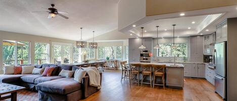 Smart TV, table football, ping pong, books