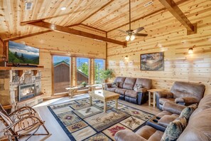 Smart TV, fireplace, video games, foosball
