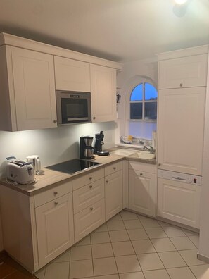 Kühlschrank, Mikrowelle, Herdplatte, Geschirrspüler