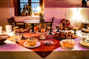 Enjoy a casual dining experience with a variety of dishes and desserts.