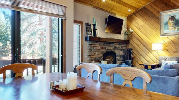 Condo, 1 Bedroom | Dining - Snowcreek I 28, Light and Bright Corner Condo with Mountain Views and Fireplace by RedAwning (Mammoth Lakes)