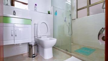 Apartment, 1 Bedroom | Bathroom | Combined shower/bathtub, towels