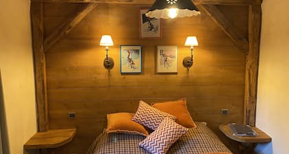 Chalet raffiné et coquet, terrasse avec vues exceptionnelles sur le Mont-Blanc.