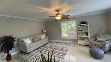 Smart TV, books, stereo, printers