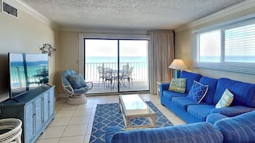 Condo, 1 King Bed with Sofa bed, Balcony, Ocean View | Living area | 40-inch TV with cable channels