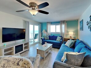 Condo, Multiple Beds, Balcony, Ocean View | Living area | 40-inch TV with cable channels