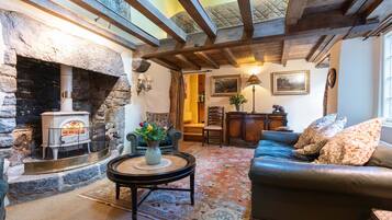 Smart TV, fireplace, video games, DVD player