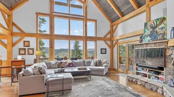 Smart TV, fireplace, video games, foosball