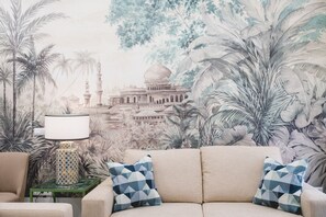 Family Apartment, 2 Bedrooms | Living area | 50-inch Smart TV with satellite channels, TV