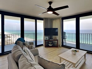 Condo, Multiple Beds, Balcony, Beach View | Living area | 40-inch TV with cable channels - Watercrest #1401 by Resort Collection (Panama City Beach)