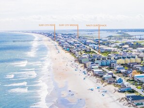 On the beach, sun loungers - 40 STEPS to the beach. 4bdrm home, dog friendly, decks, ocean views (Surf City)