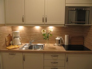 Fridge, microwave, stovetop, dishwasher