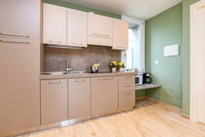 Fridge, microwave, stovetop, dishwasher