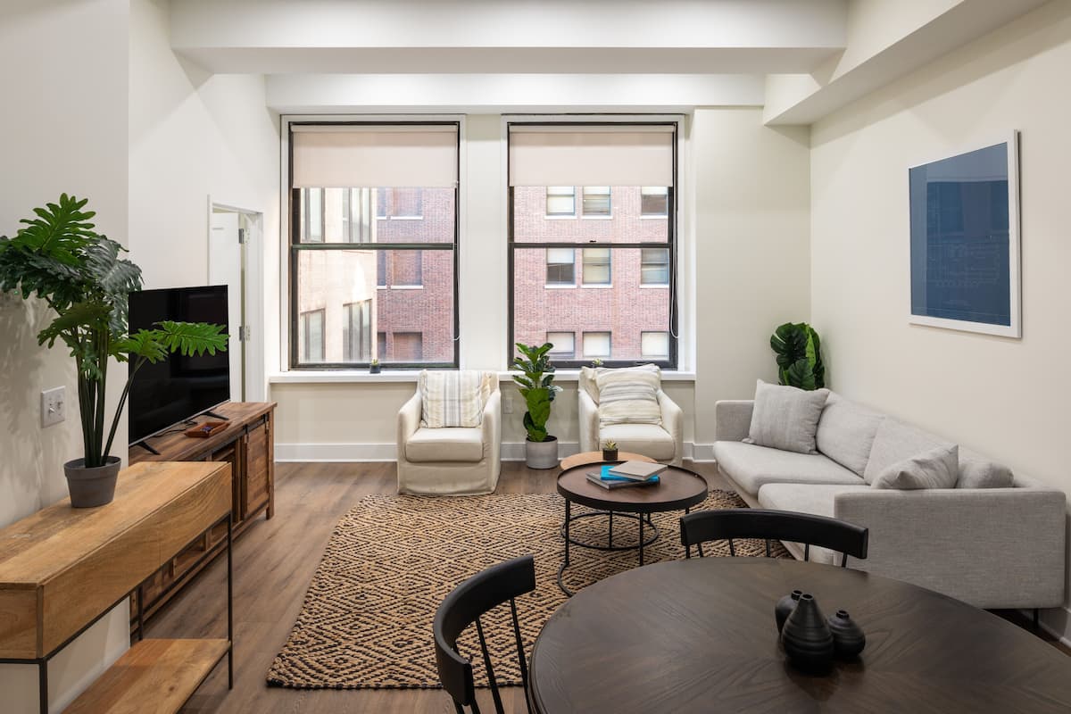 Apartment, 2 Bedrooms | Living area | 45-inch TV with digital channels, streaming services