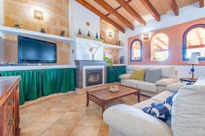 TV, fireplace