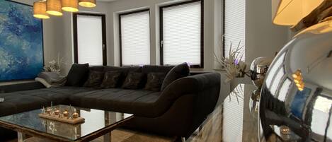 Smart TV, video games, music library, stereo