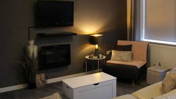 Televisi 30-inci dengan saluran TV digital dan perapian