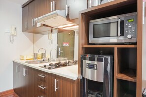 ห้องพัก | ครัวส่วนตัว | ตู้เย็น, ไมโครเวฟ, เตาประกอบอาหาร, กาต้มน้ำไฟฟ้า
