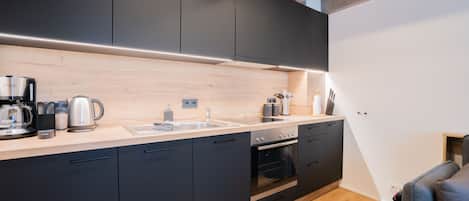 Fridge, microwave, oven, dishwasher