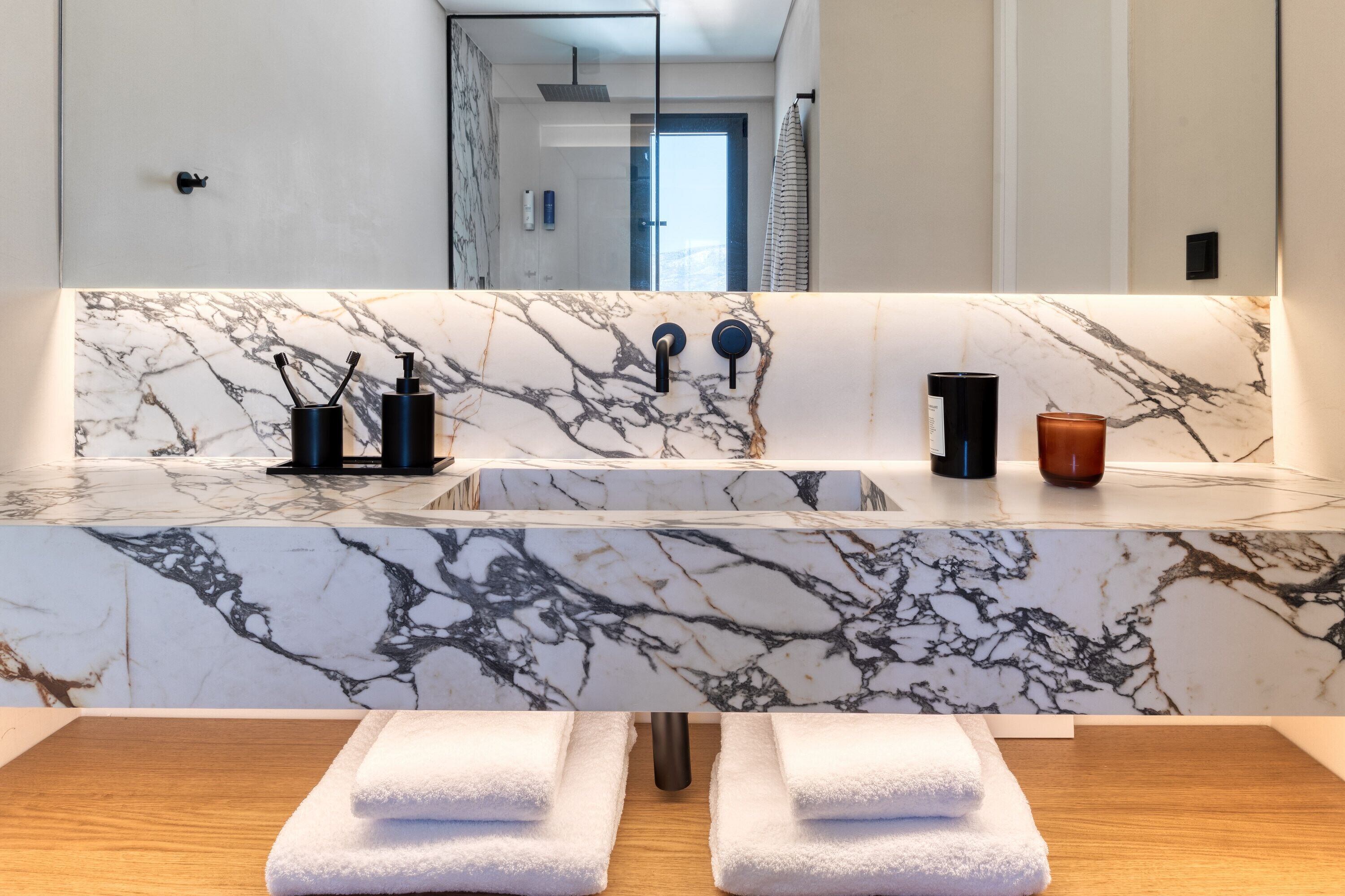 shower, eco-friendly toiletries, hair dryer, bathrobes