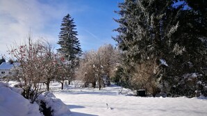 A snow-covered landscape with trees and a clear sky. - Poludnig, cozy 5 P apartment (Presseggersee)