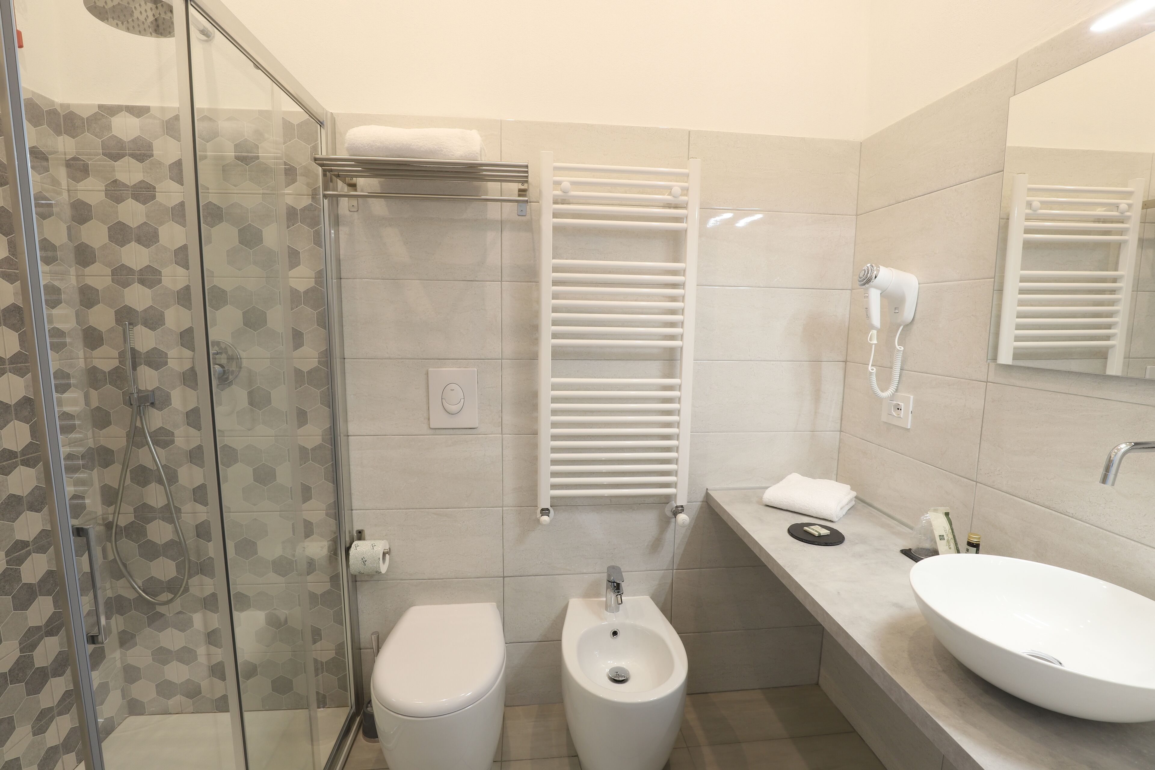 single room | bathroom | hair dryer, bidet, towels, soap