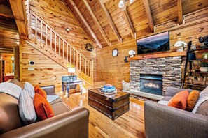 Smart TV, chimenea, videojuegos y reproductor de DVD 