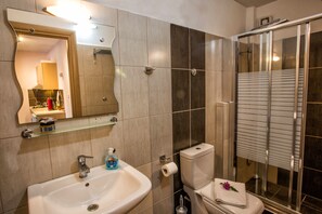 Family Apartment | Bathroom | Shower, rainfall showerhead, free toiletries, hair dryer