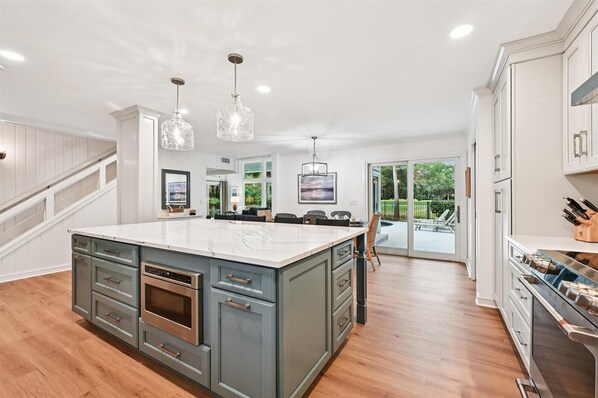 Fridge, microwave, oven, dishwasher