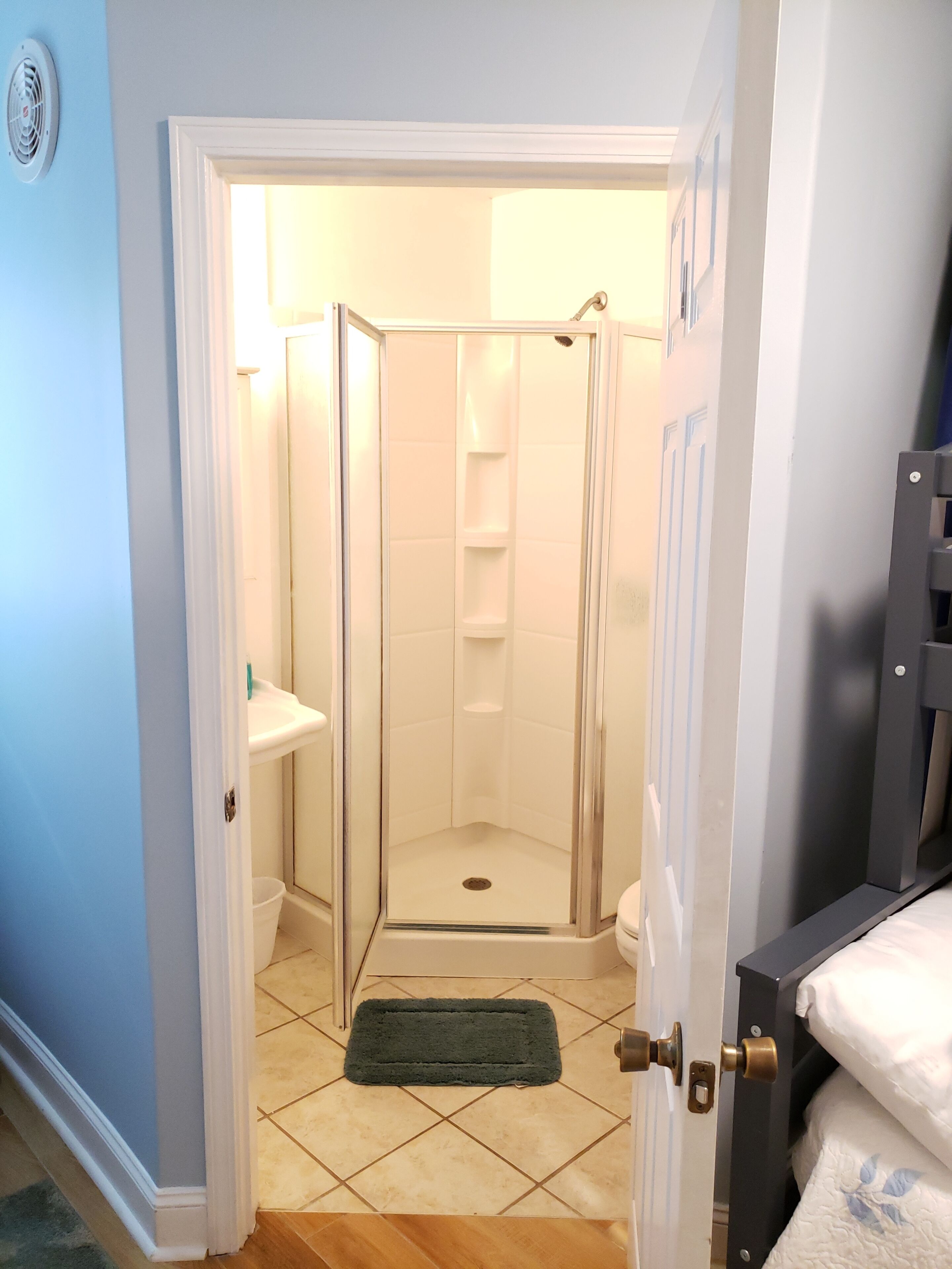 Bathtub, hair dryer, towels, soap