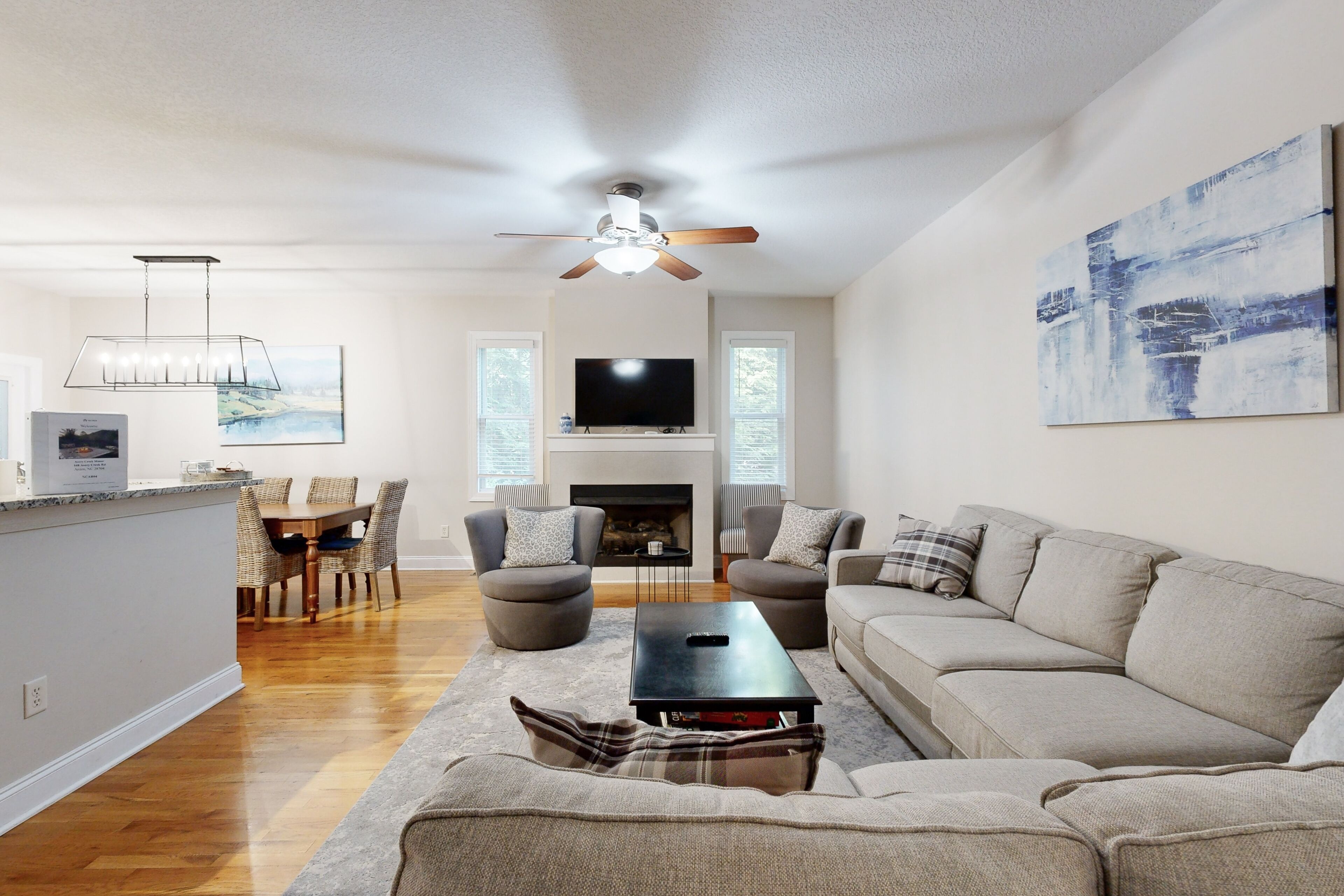 Grand mountain-view retreat with hot tub, 2 living areas, foosball, fireplace