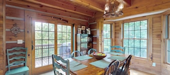 Doolittle mountain cabin with hot tub, firepit & river views | near Asheville