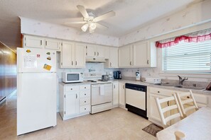 Fridge, microwave, oven, stovetop - Beachside Bliss: Oceanside Condo w/ Decks - Steps to Shore (Ocean City)