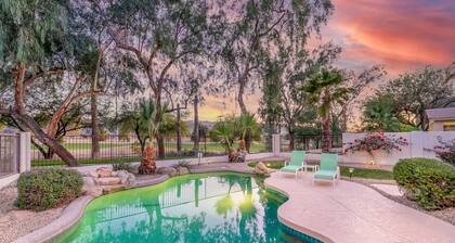 Golf Front Home with Mountain Views, Heated Pool, Fun Game Room, BBQ, VR Tour