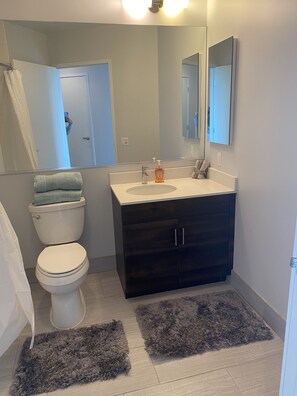 Combined shower/bathtub, jetted bath, bidet