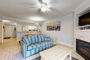 Télévision, cheminée