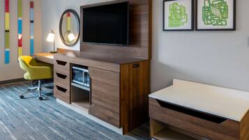 In-room safe, desk, laptop workspace, blackout curtains