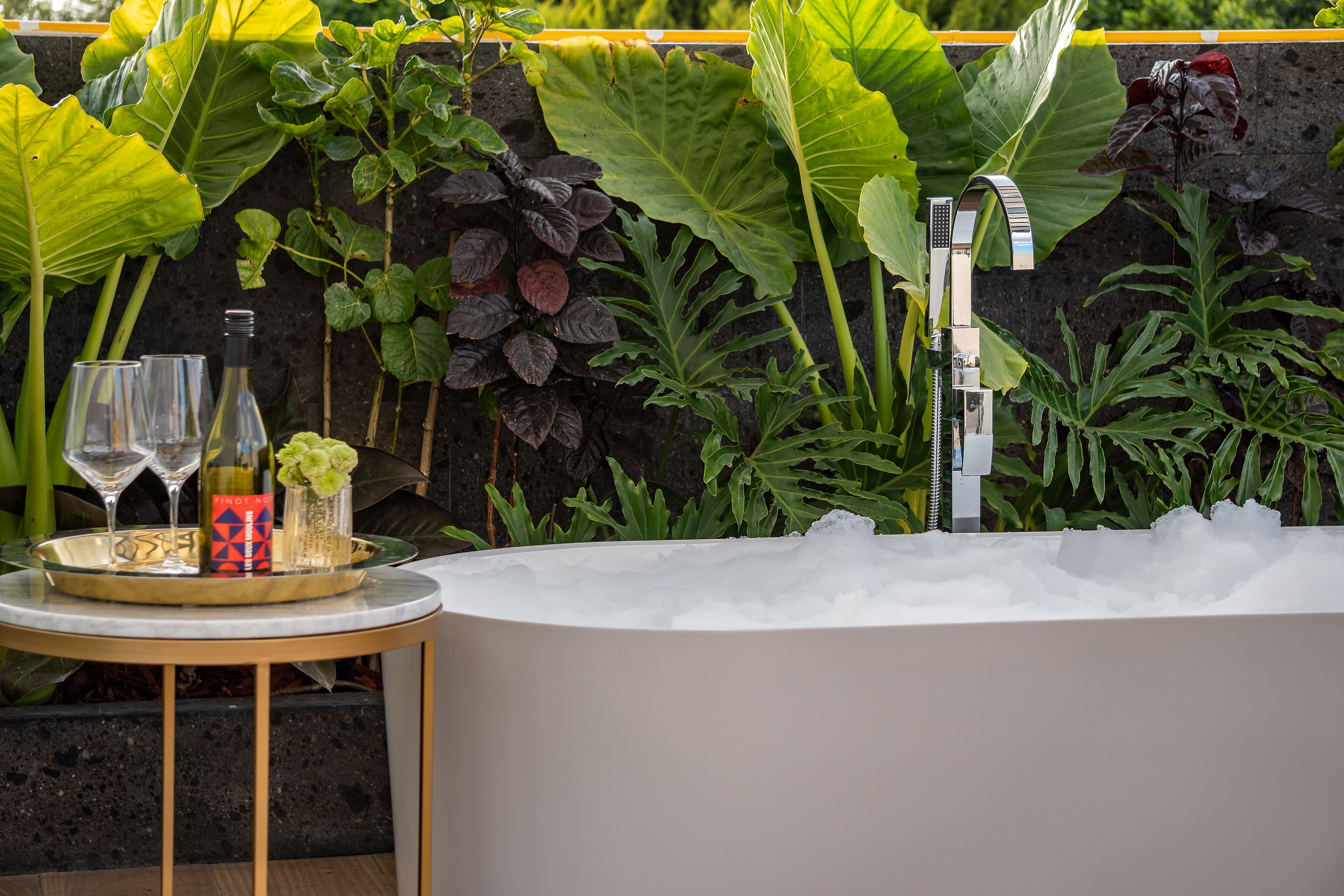 honeymoon room | bathroom | shower, slippers, towels