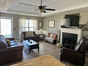 TV, fireplace, DVD player